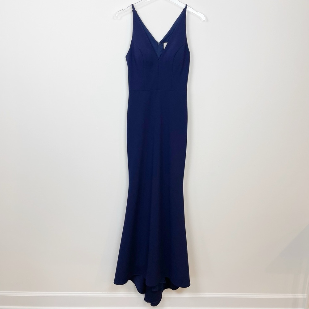 BHLDN Jones Dress Navy Blue Maxi Bridesmaid Formal Dress Anthropologie Mermaid
